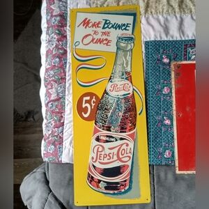 Pepsi Retro Bottle Embossed Metal Sign More Bounce To The Ounce Near Mint